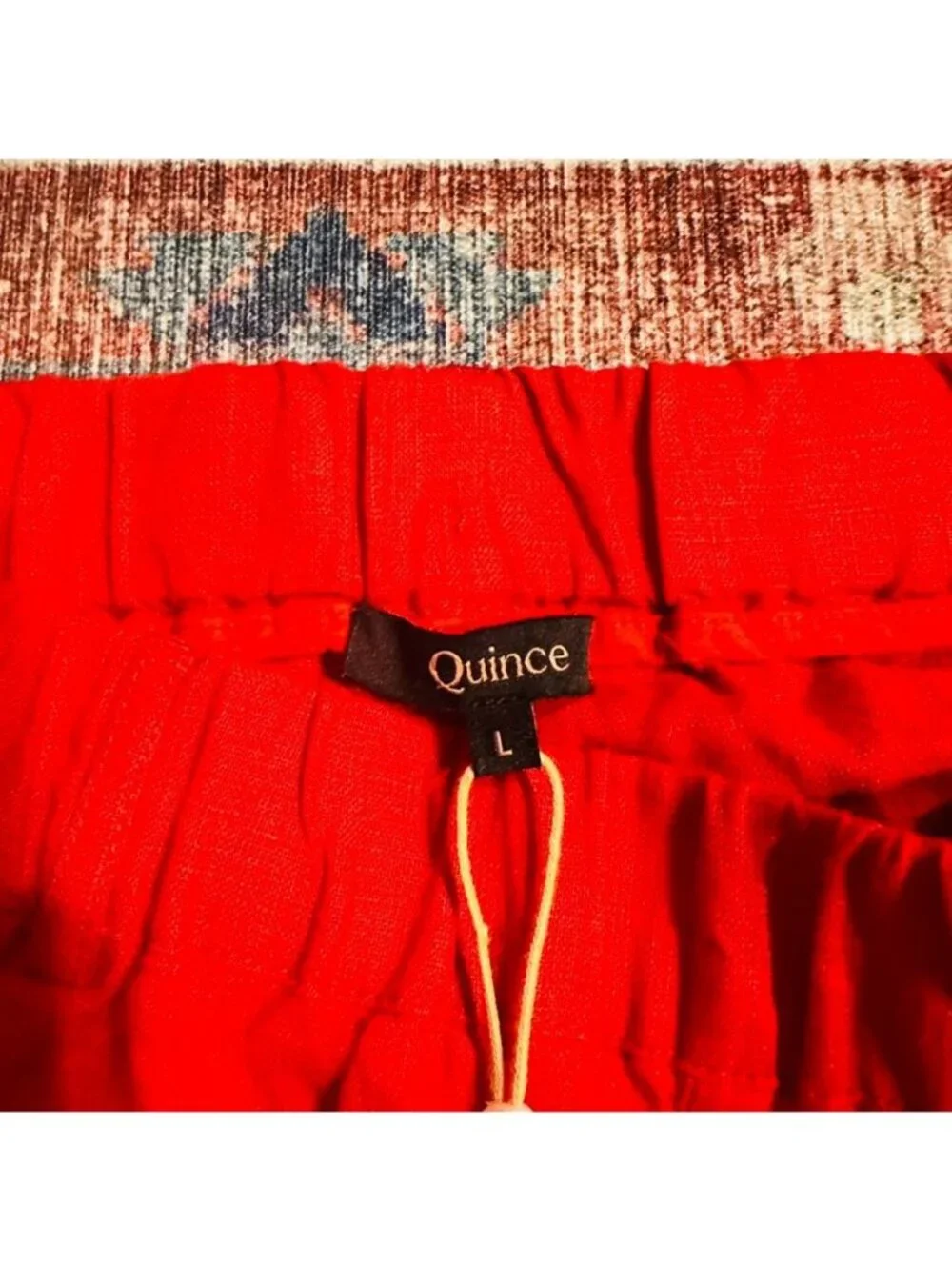 NWT Quince Womens European Linen Pants Size L Chili Sustainable Beach Coastal